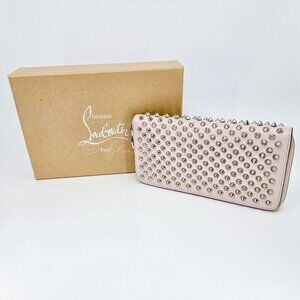 Christian Louboutin Ballerina Pink Silver Spike Clutch Wallet A Condition